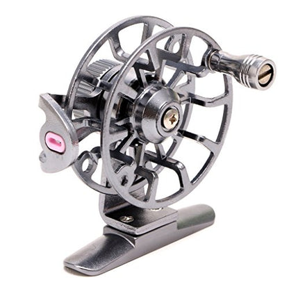 Full Metal Ultra-Light Former Ice Fishing Reels Wheel Fly Reel Aluminum Fly Little Inline Lightweight Rod and Combo Rods Accessories - color: black