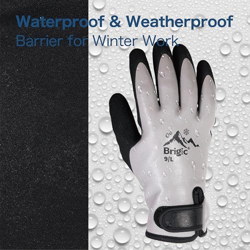 Waterproof Weatherproof Winter Work Gloves, Gray, Ideal for Gardening & Outdoor Tasks - size: Large
