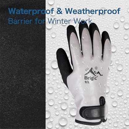 Waterproof Weatherproof Winter Work Gloves, Gray, Ideal for Gardening & Outdoor Tasks - size: Medium