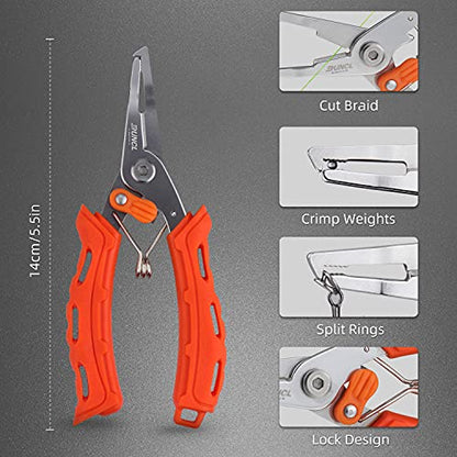 RUNCL Fishing Fillet Knife Combo Set, Fishing Tools Kit With 6" Fillet Knife, Scissors, Sharpener, Fishing Pliers and 3600 Tackle Box
