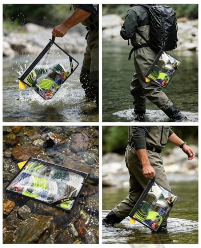 CVLIFE 2-Pack Soft Plastic Tackle Storage Bag, Water-Resistant Fishing Bait Storage Bag with Webbing Handle & Removable ID Card, Fits 3600 and 3700 Tackle Boxes, Saltwater Lure Gear Storage