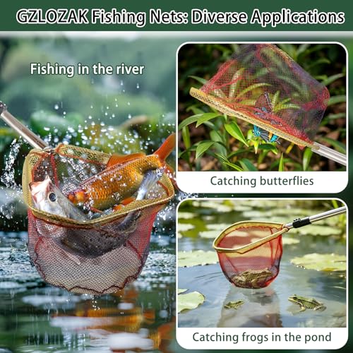 Fishing Nets, 58-94" Fishing Landing Net Telescoping for Riverbank Fishing Shrimp catching and Debris Removal Fishing Net Foldable