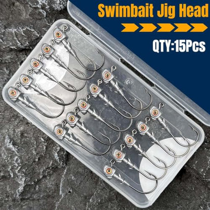 3D Eyes Bass Jig Heads for Fishing, 15Pcs Finesse Swimbait Jig Head with Cone Bait Keeper Lifelike Minnow Style Jigheads Saltwater&Freshwater 1/8 3/16 1/4 3/8 1/2oz - size: 1/2oz-4/0, 15Pcs