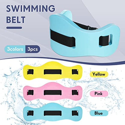 3 Pcs Swimming Flotation Exercise Belt Water Aerobics Equipment Water Waist Belt for Pool Aquatic Fitness Foam Flotation Aid for Low Impact Workouts Swimming Pool, 3 Colors