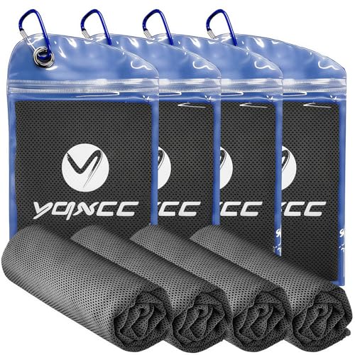 YQXCC 4 Pack Cooling Towels 40"x12", Cool Ice Towels for Neck & Face | Cooling Neck Wraps, Soft Breathable Microfiber Chilly Towels, Ideal for Gym, Yoga, Golf, Running, Camping & Hot Weather - color: 4 Dark Gray