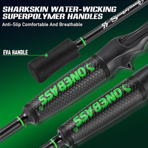 One Bass Fishing Rod, Lightweight Graphite Spinning & Casting Rod with Super Polymer Handle - color: Casting Rod, size: 6'0"