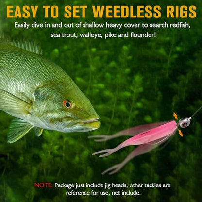 Dovesun Swimbait Jig Head 12PCS Ned Rig Jig Heads Weedless Jig Heads with 3/0 Texas Rig Hooks for Bass Fishing 1/8 1/5 1/4 3/8oz - color: 1/8oz(3.5g)*12pcs