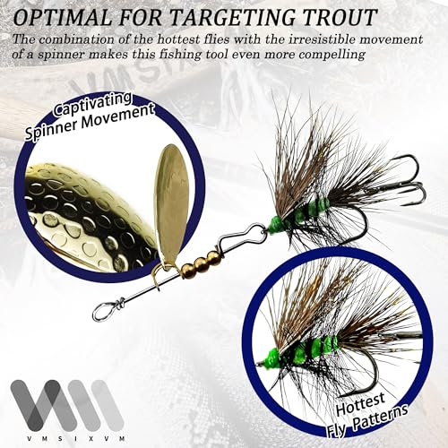 Trout Lures Rooster Bait Tail Fishing Spinnerbaits, Brass Hard Metal Spinner Baits Trout Fishing Lures for Bass Salmon Pike Freshwater Saltwater Lake River - color: A1-5pcs-1/16oz
