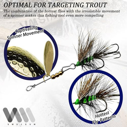 Trout Lures Rooster Bait Tail Fishing Spinnerbaits, Brass Hard Metal Spinner Baits Trout Fishing Lures for Bass Salmon Pike Freshwater Saltwater Lake River - color: A1-5pcs-1/16oz