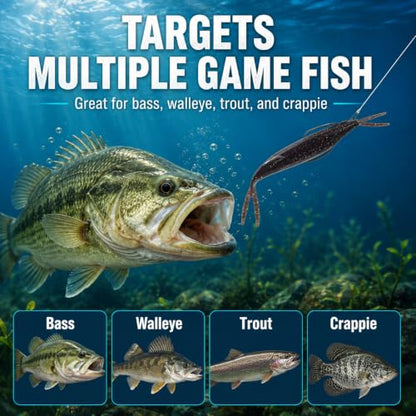 Soft Plastic Jerkbait Fishing Lures, 5 Inch Fluke Style Minnow Swimbaits for Bass, Walleye, Trout & Crappie, Scented Soft Baits for Freshwater & Saltwater, 10 Pack - color: Black Flash