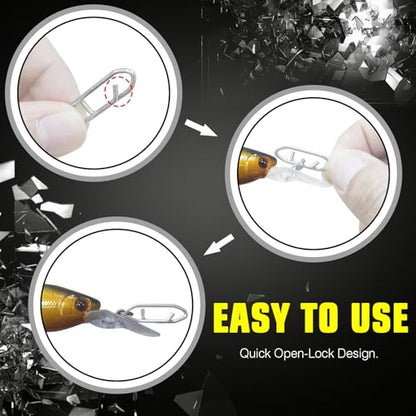 AMYSPORTS High Strength Fishing Snap Saltwater Stainless Connector Snaps Swivels Tackle Steel Power Fishing Clip Lure Quick Change White Nickel - size: Size1 (59lb) 50 pcs
