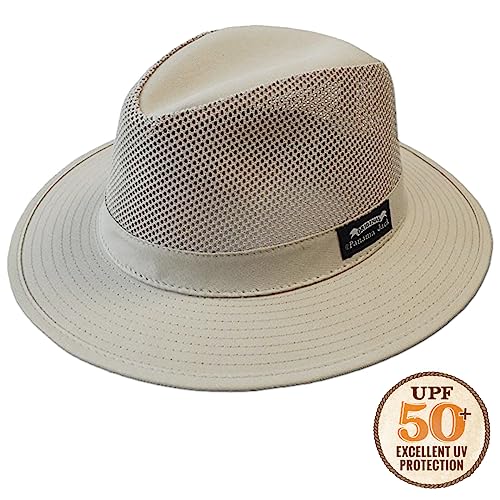 Panama Jack Men's Original Canvas Safari Sun Hat, UPF 50+ Sun Protection Cap, 2.5" Brim - color: Beige, size: X-Large