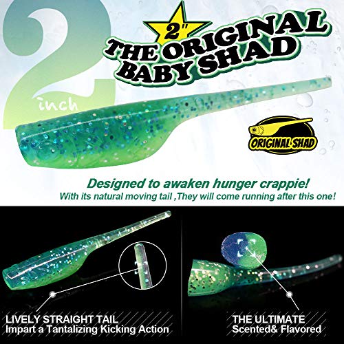 Crappie-Baits- Plastics-Jig-Heads-Kit-Shad-Minnow-Fishing-Lures-for Crappie-Panfish-Bluegill-40 &135 Piece Kit - color: BABY SHAD 40 pc.KIT COMBO 2