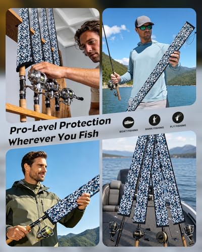 Pawfly Neoprene Fishing Rod Sleeve with Straps, Resistant Fishing Rod Socks | Lightproof Fishing Pole Sleeves, Fishing Rods Sleeve, for Transport, Storage, Protect Casting, Trolling & Spinning Rods - size: 65" - 1 Pack (w/ 1 Strap)