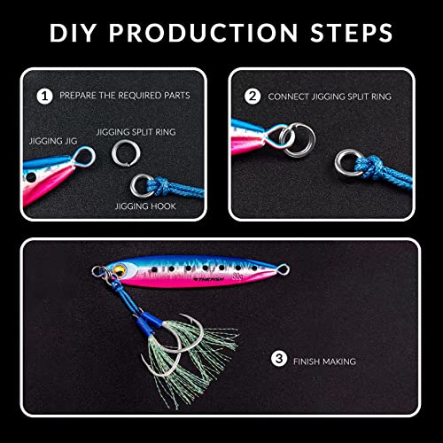 THKFISH Fishing Assist Hooks Saltwater Dancing Stinger Jigging Hooks Double Assist Replacement Fishing Hooks for Slow Pitch Jigs Vertical Jigging Lures 5pcs/15pcs/20pcs - color: blue, size: #2/0-5pcs