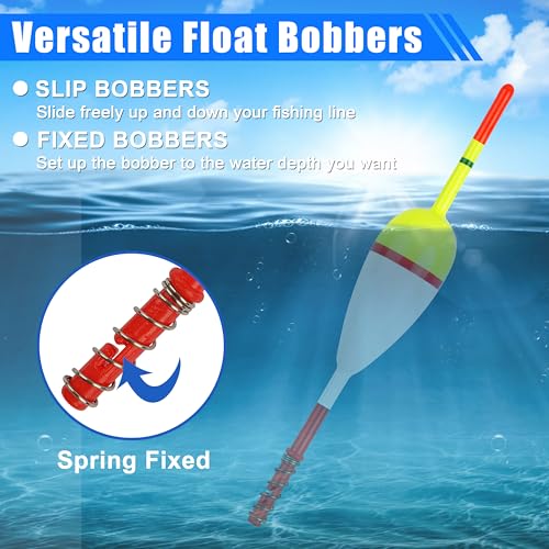 Fishing Bobbers Floats,Wood Slip Bobber Fishing Spring Oval Stick Slip Balsa Bobber for Crappie Catfish Trout Panfish Walleyes Fishing Tackle Accessories - color: 1.97in X 0.91in X 5.63in - 10pcs