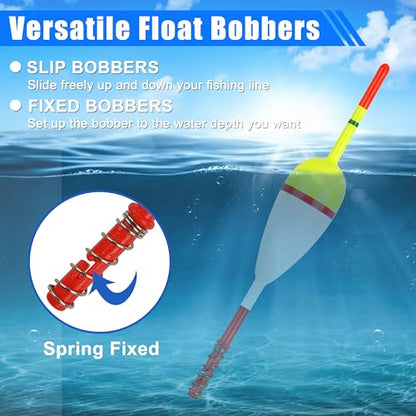 Fishing Bobbers Floats,Wood Slip Bobber Fishing Spring Oval Stick Slip Balsa Bobber for Crappie Catfish Trout Panfish Walleyes Fishing Tackle Accessories - color: 1.97in X 0.91in X 5.63in - 10pcs