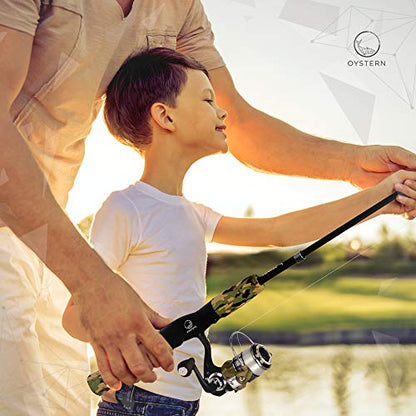 Kid’s Fishing Pole Kit with Spinning Reel - 62 Piece Tackle Bag, 4lb Line - Including Beginner’s Guide eBook - Toddler Fishing Pole Combo - Youth Telescopic Portable Rod - Kids Fishing Gear