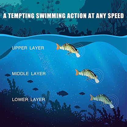 TRUSCEND Swimmax Easy Catch Fishing Lures with BKK Hooks, Wiggling, Vibrating, Rattling and Gurgling for More Bites, Heavy-Duty Dyneema Fiber Jointed Swimbaits for Bass, Trout, Crappie, Walleye, Pike - color: A3-2",0.07oz