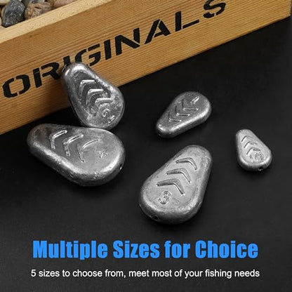 No Roll Sinker Fishing Weights, Flat Inline Catfish Sinkers Weights No Snag Slip Sinkers Saltwater Surf Fishing Weights Gear Tackle for Catfishing Rig - style: 1/2oz-10pcs