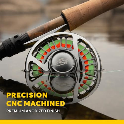 SF SF-003 Pro Fly Fishing Reel for Freshwater,CNC Precision Machining Process,Mid Arbor Design,Smooth Drag System,Lightweight Aluminum Body - size: 3/4wt, style: Gunmetal Gray Kt1