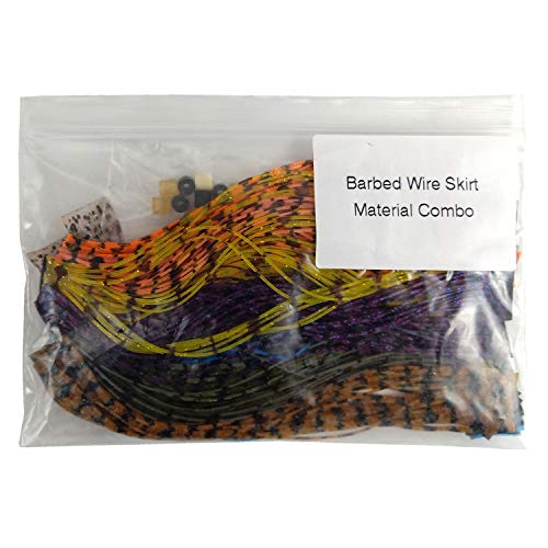 Riverruns Fishing Jig Lures Mixed Colors DIY Silicone Skirts for Jig, Regular Skirt Collars Included Fly Tying Material - color: B: 24pc Barbed Wire Skirt Material Combo