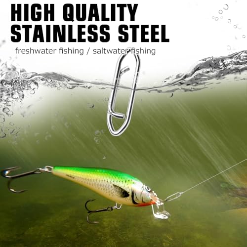 AMYSPORTS High Strength Fishing Snap Saltwater Stainless Connector Snaps Swivels Tackle Steel Power Fishing Clip Lure Quick Change White Nickel - size: Size1 (59lb) 50 pcs