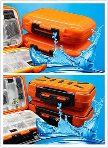 Waterproof Fishing Lure Box Spoon Hooks Baits Storage Tackle Box Containers for Casting Fishing Fly Fishing,Large/Medium/Small Lure Case - color: Orange-Small
