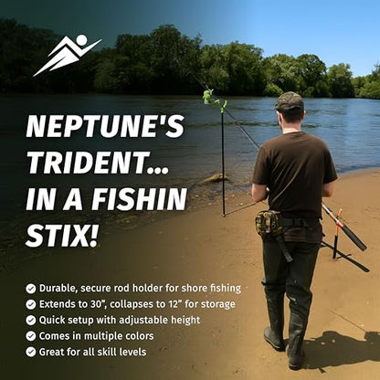 FISHIN' STIX Ready to Fish Kit - Includes 30" Rod Holder, All Terrain Stand Tripod and Bite Alarm - style: Orange