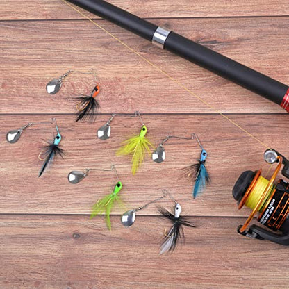 Spinner Baits Fishing Lures for Trout Crappie Panfish, Mini Rooster Baits Tail Spinner Lures Trout Spinnerbaits Swim Jigs for Bass Crappie Panfish Perch Bluegill
