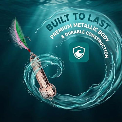 Gag Fishing Lures Set Metal Luminous Sequin Spoons Funny Top Water Bass Fishing Lures Fishermen Gear Spinner Baits Freshwater Saltwater Equipment Fishing Hook for Fishing Lover Men - color: Rose Gold