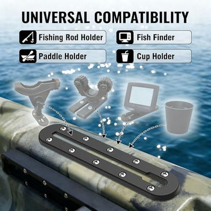 Kayak Track Rail - Low Profile Design for Fishing Rod,Cup Holders and Paddle Holders | High-Strength Nylon & Stainless Steel 304 | Kayak Accessories Mount Track & Rail System for Kayak - style: 9inch,4pcs