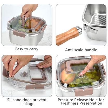 Stainless Steel Deep Fryer, Square Frying Pot with Basket and Lid Portable Deep Frying Pan with Handle Oil Strainer Pot Multifunctional Deep Fryer for Frying Fish Chicken and Fries