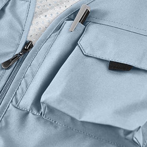 Men's Outdoor Fishing Vest Multi-Pocket Casual Lightweight Quick Dry Travel Photography Hiking Hunting Utility Vests - color: Light Blue, size: 4X-Large