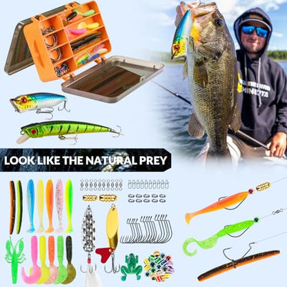 THKFISH Fishing Backpack with Tackle Boxes, 20L Waterproof Tackle Sling Bag with Lures Kit, Fish Lip Gripper, Pliers, Scissors, Fishing Gifts for Men Women - color: Black Fishing Backpack with Tackle Boxes