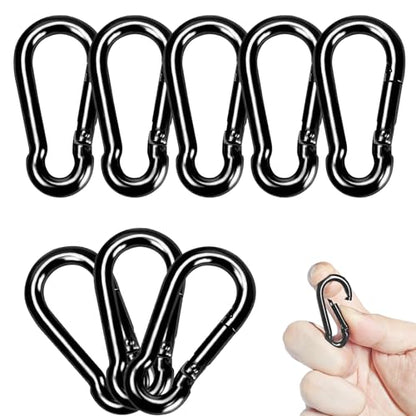 Carabiner Clips Black Twours Spring Snap Hooks Small Carabiners Heavy Duty Galvanized Steel Quick Links for Rust-Resistant Keychain Clips Outdoor Hiking Camping Hammock Fishing 1.56" 1.97" 2.36" 3.15" - size: 1.57inch(M4)--8pcs