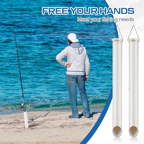 DoubleFill Tubular Sand Spikes for Surf Fishing PVC Surf Shore and Beach Fishing Rod Holder Sand Spike for Beaches, Rivers and Sandy Beaches