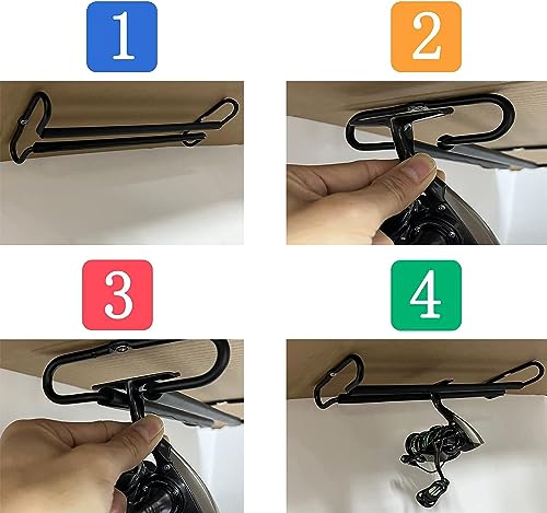AUXPhome Metal Fishing Reel Display Rack, Fishing Reel Ceiling Mount Storage Rack Spinning Reel Organizer Holder for Garage, Cabin and Basement, Holds 3 Fishing Reel（No Spinning Fishing Reel）