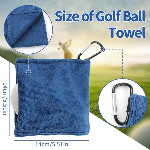 3PCS Golf Ball Towel Small Pocket Towel with D Clip Fast Drying Easy Clean Portable Golf Ball Cleaner Pouch Outdoor Accessories for Beginners Men Women
