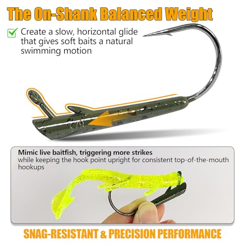 Eupheng 15PCS Ozark Rig Weedless Jig Heads, Hover-Style Texas Rig Alternative Hooks for Saltwater & Freshwater 1/8oz 3/16oz 1/4oz 3/8oz - size: 1/4oz(7g)-15PCS
