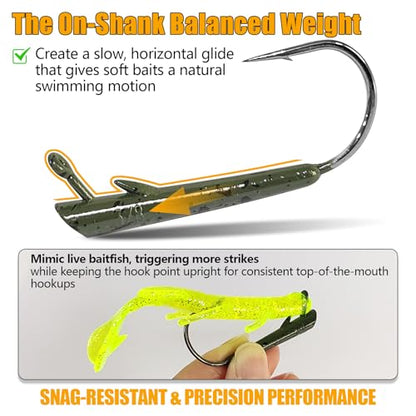 Eupheng 15PCS Ozark Rig Weedless Jig Heads, Hover-Style Texas Rig Alternative Hooks for Saltwater & Freshwater 1/8oz 3/16oz 1/4oz 3/8oz - size: 3/16oz(5.3g)-15PCS