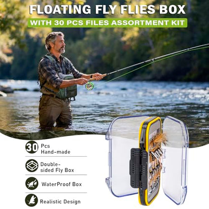 QualyQualy Fly Fishing Combo Starter Kit, 9Ft Fly Rod 4-Piece Graphite Rod with Bag, Accessories, Die Cast Aluminum Pre-Loaded Reel, Chest Pack, Fly Fishng Net & Flies - color: A-5/6-Glod Reel (Pack &Net)