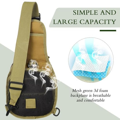 Hungdao 7 Pcs Fishing Backpack with Fishing Tool Kit Fish Gear Pliers Equipment Include Hook Remover Backpack Pliers Kit Scale Gripper Weigh Separator Fish Gifts for Men Women - color: Khaki