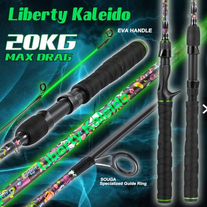SOUGA Fishing Rod, Liberty Kaleido Carbon Spinning & Casting Rod, 2 Piece Medium Action Bass Trout Rod with SIC Ceramic Guides, EVA Grip, Reel Seat, Hook Keeper, 5.6 & 6ft, 4-14lb Line - size: 5.5 Feet