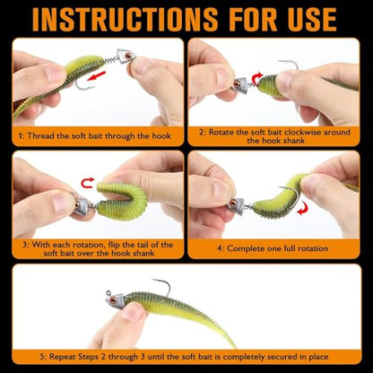 Dovesun 15pack Screw Lock Swimbait Jig Heads 2X Strong High-Carbon Steel Bass Fishing Jigs with 3D Eyes, jig Heads for Fishing Saltwater Freshwater Walleye Trout Crappie 1/8 1/5 1/4 3/8 oz - size: 1/4oz-15Pack