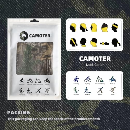 Camo Face Mask & Neck Gaiter - UV Sun Protection, Cooling for Men & Women - Hunting, Fishing, Cycling, Hiking - color: Camo B