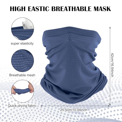 Geyoga 2/4 Pack Cooling Neck Gaiter Summer Breathable Balaclava Face Mask with Mesh Holes UV Protection Sun Scarf Men Women - color: Dark Blue