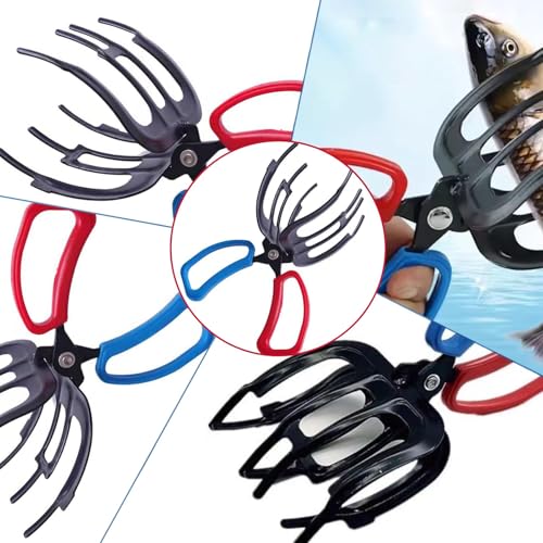 2 PCS 3 Claw Fish Gripper, Metal Fishing Pliers Gripper, Fish Control Clamp Claw Tong Grip Tackle Tool, Multi 3 Teeth Fishing Pliers for Most Freshwater Fish Grip Tackle Holder - color: 3 Claw 2 Pics