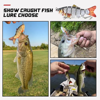 HADORAM Lure Slow Sinking Glide Bait with Fur Tail Lifelike Fishing Tackle for Trout Shad Bass Musky - color: 3.9in-3Pcs