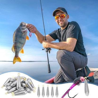 Landhoow Drop Shot Fishing Sinker Weights Kit Freshwater Catfishing Fishing Sinker Bass Casting Removable Line Saltwater Streamlined Snap Weight for Trolling Surf Tackle - size: 2.1 oz